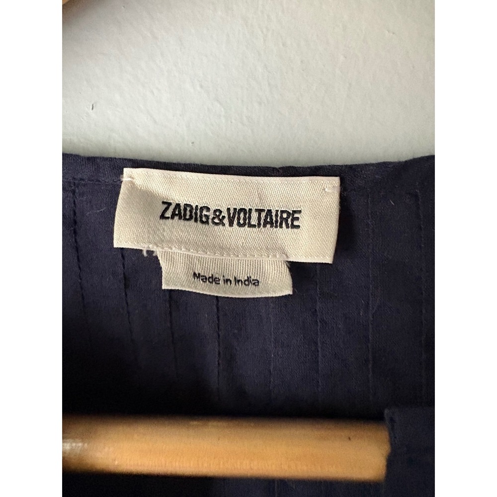 Zadig & Voltaire Tiara Voile Embroidered Top Navy XS - Picture 5 of 11